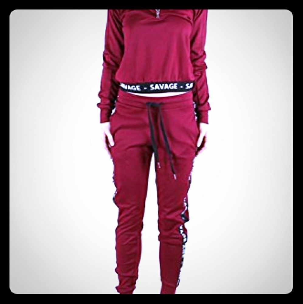 Red Fox Women's Savage Trim Hoodie and Jogger Swea